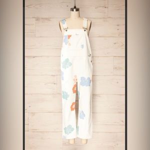 Claudius | White Floral Denim Overalls